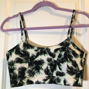 Torn by Ronny Kobo Palm Tree Green/Black Crop Top Size Small